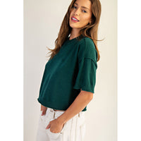 ee:some - Round Neck S/S Sweater - Juniper Green