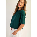 ee:some - Round Neck S/S Sweater - Juniper Green
