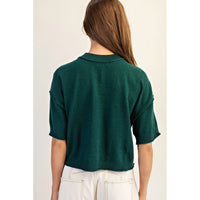 ee:some - Round Neck S/S Sweater - Juniper Green