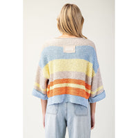 ee:some - Striped Notched Collar Top - Periwinkle