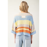 ee:some - Striped Notched Collar Top - Periwinkle