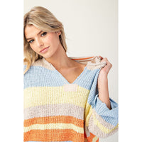 ee:some - Striped Notched Collar Top - Periwinkle