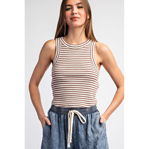 ee:some - Striped Sleeveless Tank Top - Coco
