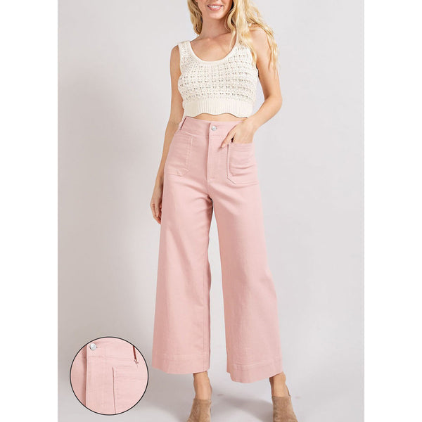 ee:some - Soft Washed Wide Leg Pants - Dusty Pink
