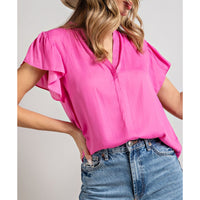 ee:some - V Neck Blouse - Bubble Gum