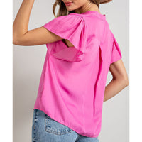 ee:some - V Neck Blouse - Bubble Gum
