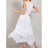 ee:some - V Neck Ruffle Maxi Dress - Off White