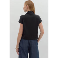 Entro - Solid Mock Neck Pullover - Black