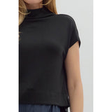 Entro - Solid Mock Neck Pullover - Black