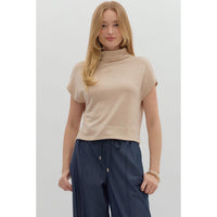 Entro - Solid Mock Neck Pullover - Oatmeal