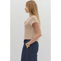 Entro - Solid Mock Neck Pullover - Oatmeal