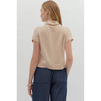 Entro - Solid Mock Neck Pullover - Oatmeal