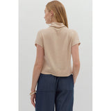 Entro - Solid Mock Neck Pullover - Oatmeal