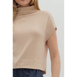 Entro - Solid Mock Neck Pullover - Oatmeal