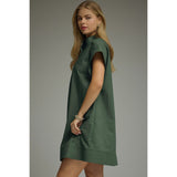 Entro - Solid Short Sleeve Mini Dress - Forest Green