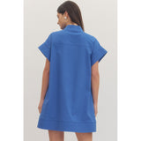 Entro - Solid Short Sleeve Mini Dress - Royal Blue