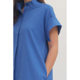 Entro - Solid Short Sleeve Mini Dress - Royal Blue