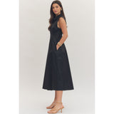 Entro - Sleeveless Midi Dress - Black