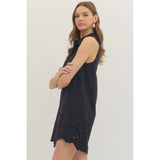 Entro - Sleeveless Collared Dress - Black