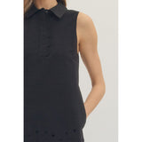 Entro - Sleeveless Collared Dress - Black