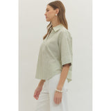 Entro - Striped Blouse - Lt Olive