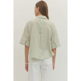 Entro - Striped Blouse - Lt Olive