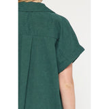 Entro - Corduroy Button Down Short Sleeve Dress - Forest
