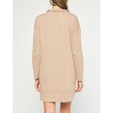 Entro - Long Sleeve Half Zip Sweater Dress - Light Mocha