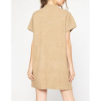 Entro - Knitted Mock Neck MIni Dress - Tan