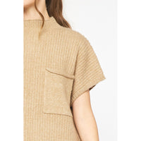 Entro - Knitted Mock Neck MIni Dress - Tan