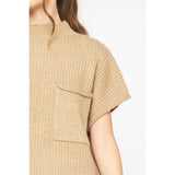 Entro - Knitted Mock Neck MIni Dress - Tan