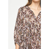 Entro - Floral Print Mini Dress - Chocolate