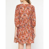 Entro - Floral Print Mini Dress - Rust