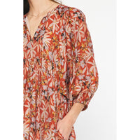 Entro - Floral Print Mini Dress - Rust