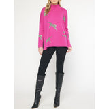 Entro - Cheetah Mock Neck Sweater - Hot Pink