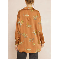 Entro - Leopard Print Long Sleeve Top - Camel