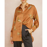 Entro - Leopard Print Long Sleeve Top - Camel