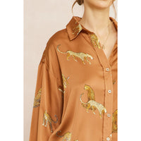 Entro - Leopard Print Long Sleeve Top - Camel