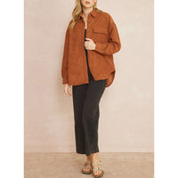 Entro - Corduroy Long Sleeve Button Up - Chestnut