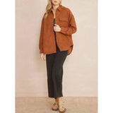 Entro - Corduroy Long Sleeve Button Up - Chestnut