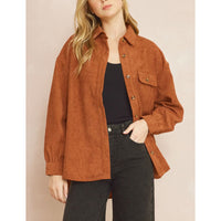 Entro - Corduroy Long Sleeve Button Up - Chestnut