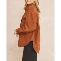 Entro - Corduroy Long Sleeve Button Up - Chestnut