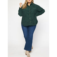 Entro - Corduroy Long Sleeve Button Up - Forest