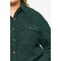 Entro - Corduroy Long Sleeve Button Up - Forest