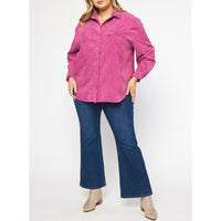 Entro - Corduroy Long Sleeve Button Up - Orchid