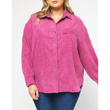 Entro - Corduroy Long Sleeve Button Up - Orchid