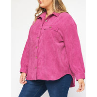 Entro - Corduroy Long Sleeve Button Up - Orchid