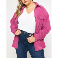 Entro - Corduroy Long Sleeve Button Up - Orchid