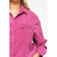 Entro - Corduroy Long Sleeve Button Up - Orchid
