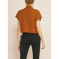Entro - Mock Neck Cropped Sweater Top - Copper